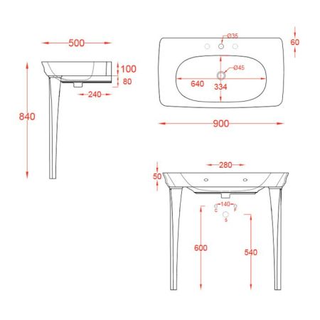 Artceram CIVITAS Раковина подвесная 90х50 см, 1 отверстие, цвет: серый