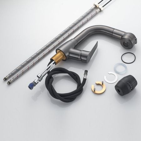 Смеситель для раковины многофункциональный Raffine F291T, оружейная сталь, артикул F291T