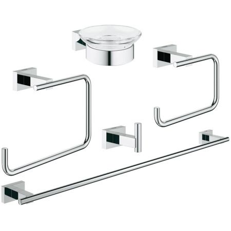 Набор аксессуаров GROHE Essentials Cube (5 предметов), хром (40758001) Набор аксессуаров GROHE Essentials Cube (5 предметов), хром (40758001)