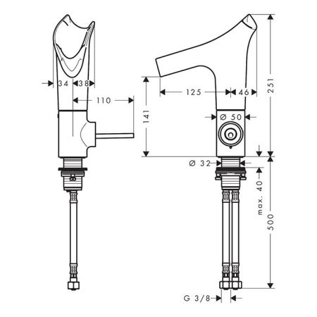 AX Starck V Смеситель для раковины , цвет шлифованный никель, артикул 12112820