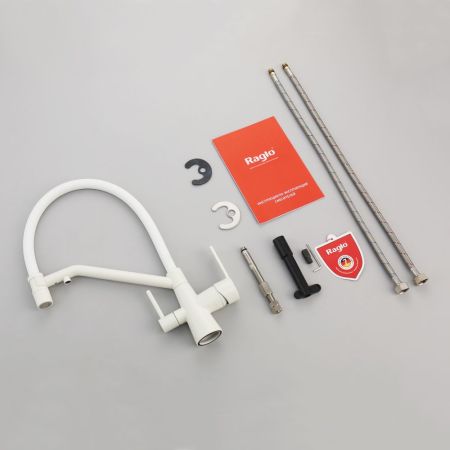 Смеситель для кухни с подключением фильтра Raglo R80.62.08, белый, артикул R80.62.08