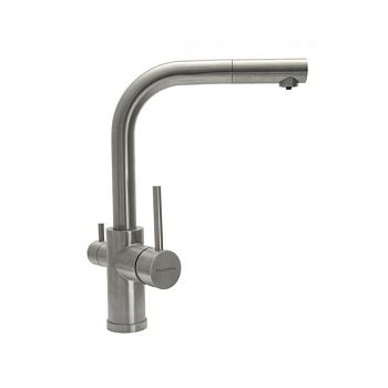 Смеситель для кухни с выдвижным изливом и подключением фильтра Florentina КРИСТАЛЛ 333.33H.2123.900, нержавеющая сталь