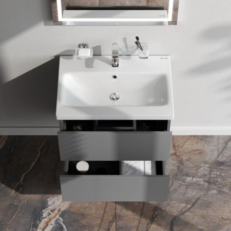 M90FHX06022GM GEM, База под раковину, подвесная, 60 см, 2 ящика push-to-open, графит матовый, артикул M90FHX06022GM