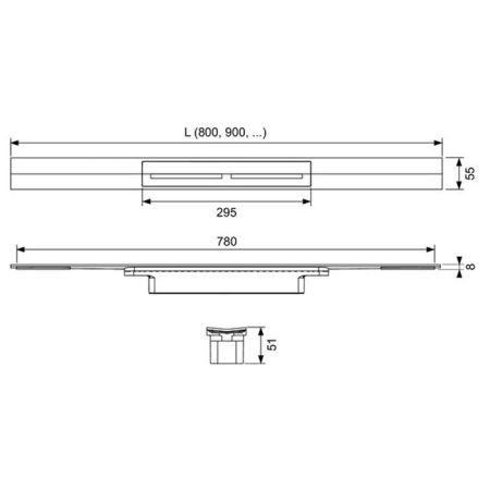 Профиль для душа TECEdrainprofile, 800 мм, PVD Brushed stainless steel, black / сатин, черный, артикул 670821