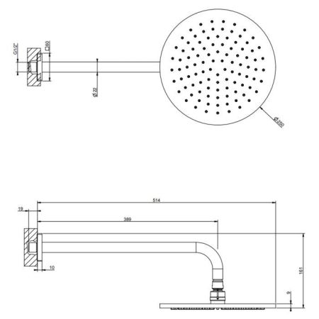 GESSI Rilievo Душевая головка шарнирная для настенного крепления на 1/2” Ø250мм, цвет: хром, артикул 59148#031