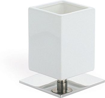 Stil Haus Urania, настольный керамический стакан на ножке, цвет хром - белая керамика