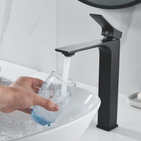 Смеситель для раковины высокий Shevanik S6111H, черный, артикул S6111H