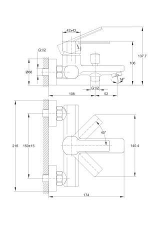 Комплект Cersanit SMART 2 в 1 смеситель для душа SMART душевой гарнитур CARI (64511), артикул 64511