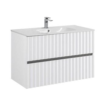 ELEGANT База под раковину подвесная с двумя выкатными ящиками, с LED подсветкой ручек. Белый матовый, 870x469x550 AM-ELEGANT-900-2C-SO-BM-LED