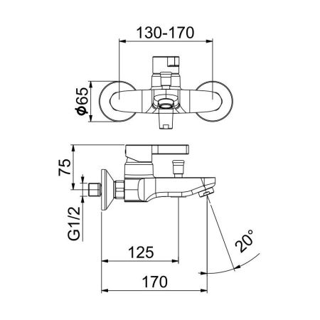 Смеситель для ванны Webert DoReMi DR850102560, черный, артикул DR850102560