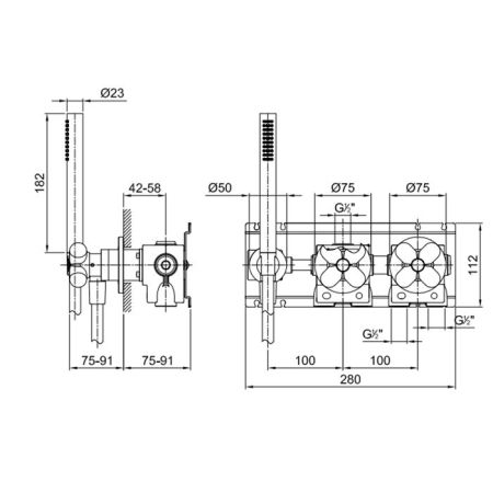 Fantini Внутренняя часть смесителя для душа, переключатель на 2 источника, 1/2", артикул 22 00 0384A