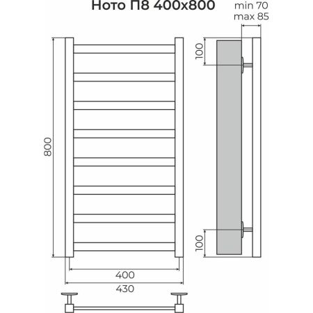Полотенцесушитель водяной Terminus Ното П8 40х80, хром, артикул 4670078560681