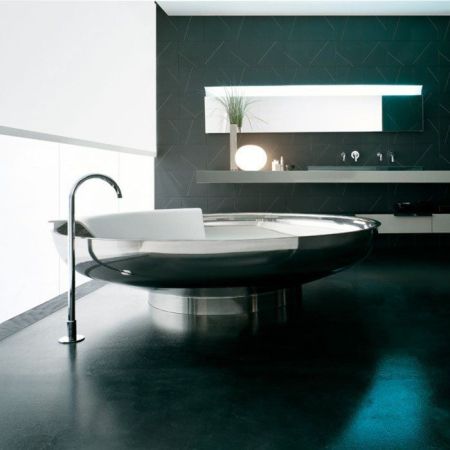 Agape Ufo Ванна отдельностоящая d204x50 см, круглая, 1 спинка, цвет: нерж. сталь, артикул AVAS0906A