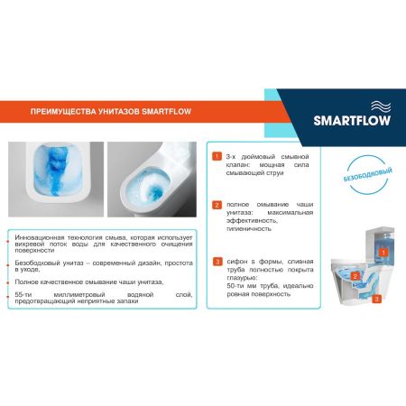 Унитаз подвесной SMARTFLOW VIGENTE безободковый с микролифтом SMF811-WH, белый, артикул SMF811-WH