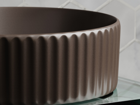 Умывальник чаша накладная круглая (цвет Темно-Коричневый Матовый) 360x360x115мм, артикул CN6057MDB