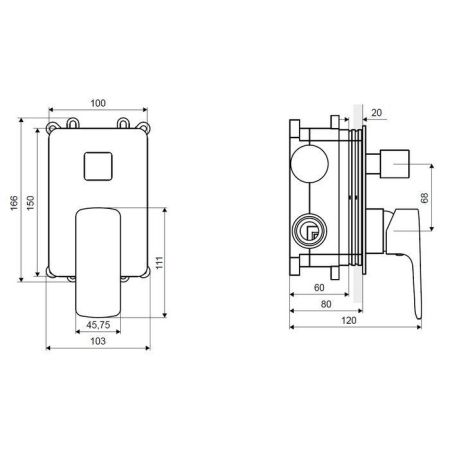 Смеситель для душа скрытого монтажа EXCELLENT Keria AREX.2045BL (черный мат), артикул AREX.2045BL