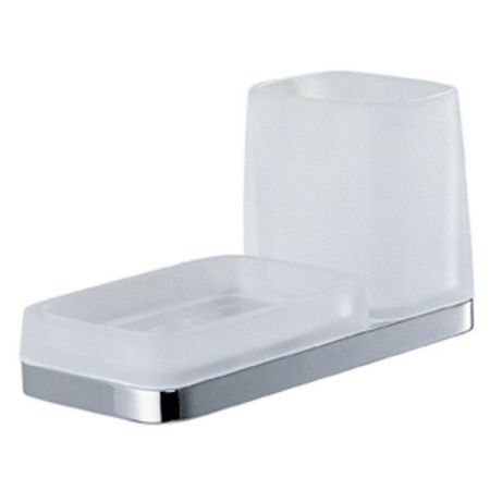 Colombo Time Мыльница со стаканом, цвет: хром/матовое стекло, артикул W4272.CR-VAN