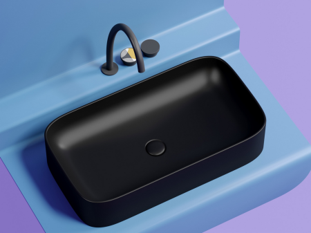 Умывальник чаша накладная прямоугольная (цвет Черный Матовый) Элемент (Element) 705x380x122мм, артикул CN6054MB