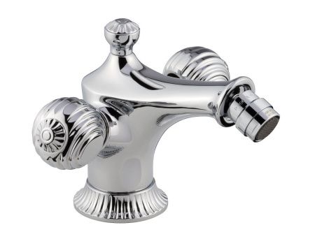 Смеситель The One с донным клапаном для биде. Металлические ручки, цвет хром