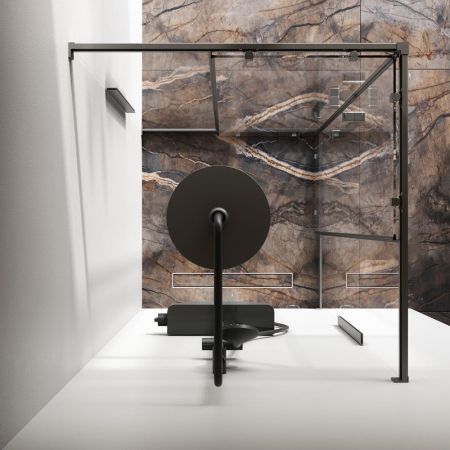 W84G-403-9090-BТ Душевое ограждение Func Square Slide 90х90, черный, прозрачное