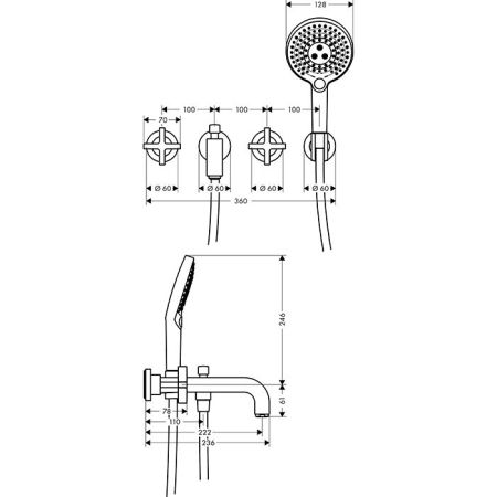 AX Citterio Смеситель для ванны , цвет шлифованный никель, артикул 39447820
