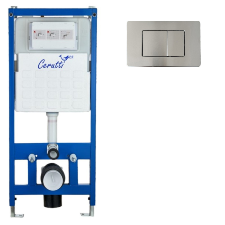 Инсталляция для унитаза CR555 с кнопкой сливного бачка CR03GS глянцевая сталь Cerutti SPA, артикул CR555+CR03GS