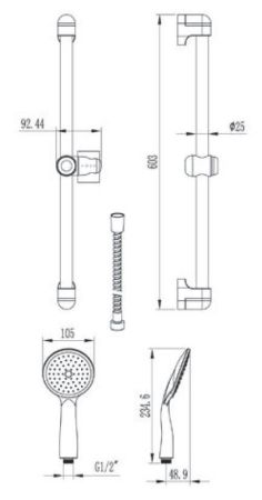 Душевой гарнитур артикул: VSS851, VODA, артикул VSS851