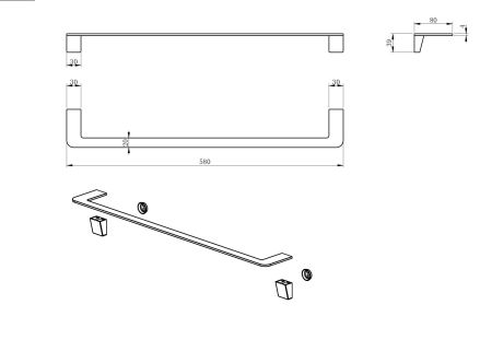 Полотенцедержатель WONZON & WOGHAND, Хром (WW-V2101-CR), артикул WW-V2101-CR