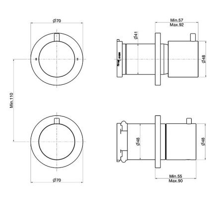 FIMA|Carlo Frattini Внутренняя часть для душевого термостатического смесителя и дивертора с двумя выходами