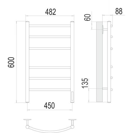 Полотенцесушитель электрический Terminus Классик П6 450х60 КС 903, белый матовый, артикул 4670078527561