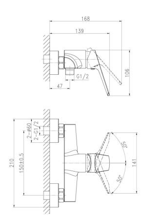 Смеситель для душа Cersanit FLAVIS однорычажный (63036), артикул 63036