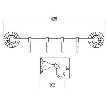 Планка с крючками Savol S-08974C, бронза, артикул S-08974C