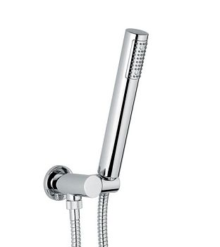 Emmevi, набор ручного душа 154: круглая лейка из ABS, шланг 150 см из латуни и держатель лейки с водоотводом из латуни, цвет брашированное золото