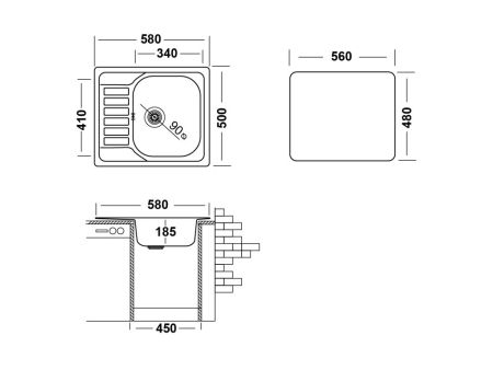 Кухонная мойка UKINOX Гранд GRL580.500 -GT8K 2L, 50*58, артикул GRL580.500 -GT8K 2L