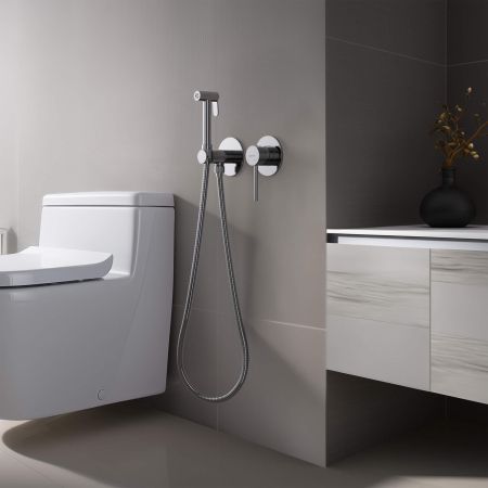 Комплект для гигиенического душа встроенный 2 отв. (смеситель + гигиеническая лейка + шланг) AQUATEK AQ1319CR ЕВРОПА, артикул AQ1319CR