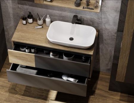 Тумба под раковину АКВАТОН ТЕРРА 85 1A247201TEKA0 (подвесная, дуб кантри/антрацит), шт, артикул 1A247201TEKA0