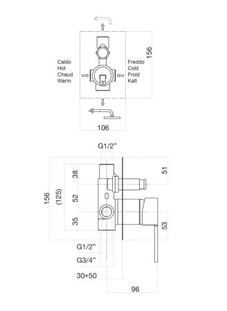 Смеситель для душа Fiore KALOS 76CR7417, хром, артикул 76CR7417