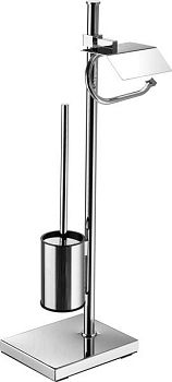 Sanibano, стойка: ерш металлический круглый + бумагодержатель с крышкой, цвет хром