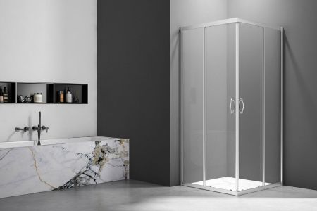 Душевой угол Veconi Rovigo RV-101, 900x900x1900, хром, стекло прозрачное, артикул RV101-90-01-C5