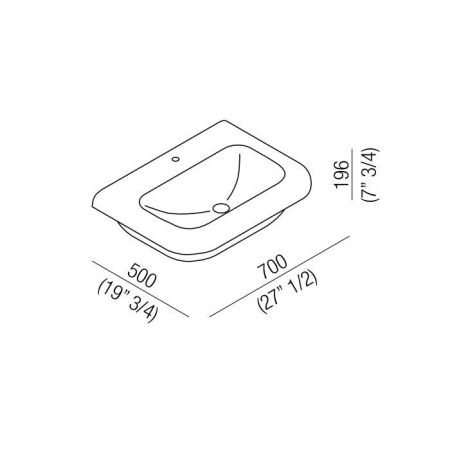 Agape Ottocento Раковина подвесная 70x50x19.6 см, 1 отв., цвет: белый/темно-серый