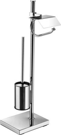 Sanibano, стойка: ерш металлический круглый + бумагодержатель с крышкой, цвет хром, артикул H4005/LCR