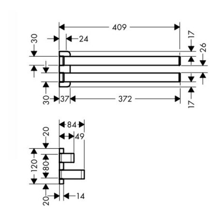 AX Universal Полотенцедержатель двойной, 409мм, цвет: хром, артикул 42821000