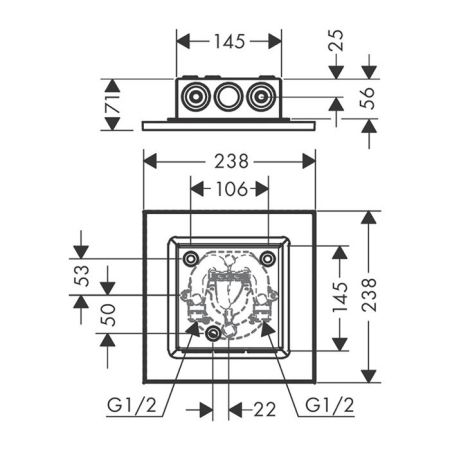 AX ShowerSolution Верхний душ, 250x250мм, 2jet, потолочный монтаж, цвет: хром, артикул 35313000