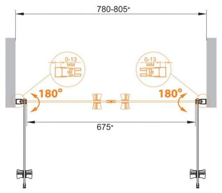 Душевая дверь в нишу CEZARES ECO-O-B-2, артикул ECO-O-B-2-80-P-Cr
