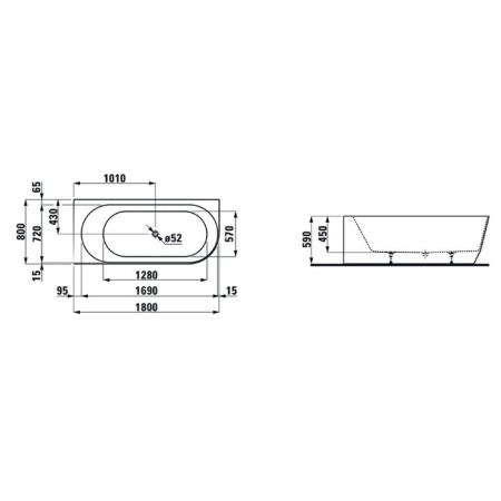 Laufen Pro Ванна 180x80 угловая левая без слива-перелива Marbond белая