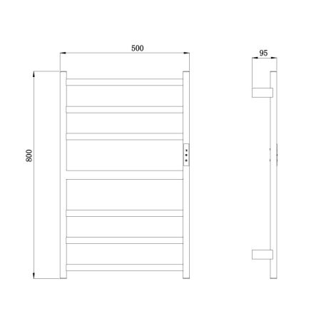 Полотенцесушитель электрический RAGLO R350.06.09 настенный сенсорный с терморегулятором, графит