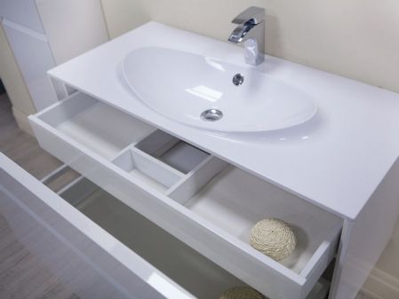 Тумба под раковину ROCA LAKS 99,6 ZRU9302797 (подвесная, белый глянец), шт, артикул ZRU9302797