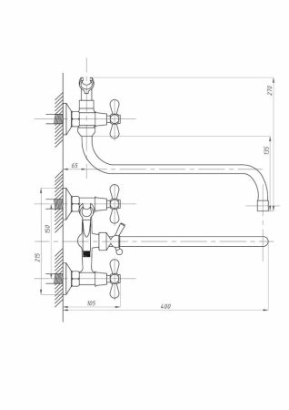 Смеситель для ванны с душем FAUZT FZs-317-10 тип См-ВУДРНШлА, артикул FZs-317-10