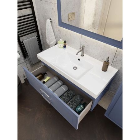 Тумба под раковину подвесная La Fenice Cubo FNC-01-CUB-BG-100, синяя, артикул FNC-01-CUB-BG-100