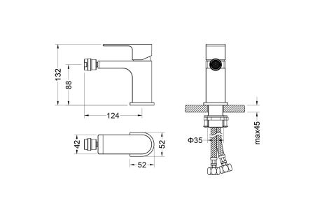 Смеситель для биде AQUATEK, матовый черный AQ1418MB ЛИРА, артикул AQ1418MB